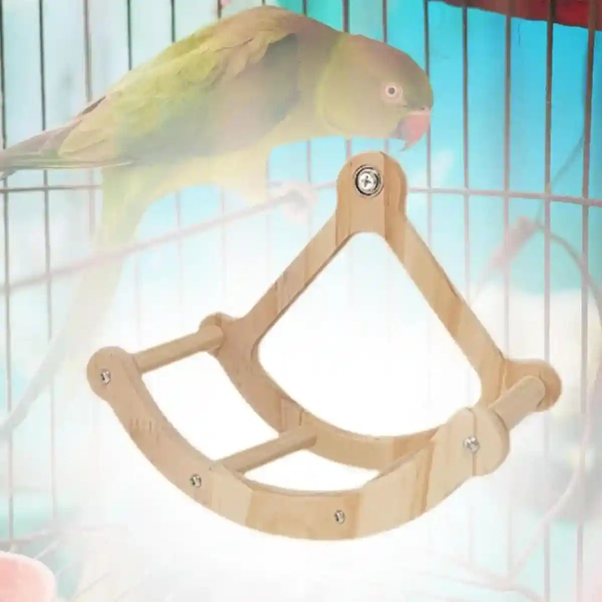 Wooden Parrot Exercise Wheel Silent & Durable Bird Cage Toy