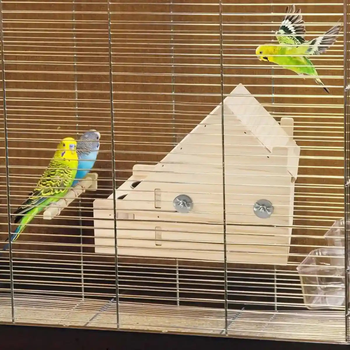 Multifunctional Wooden Bird House Villa with Feeder Natural Nesting Box