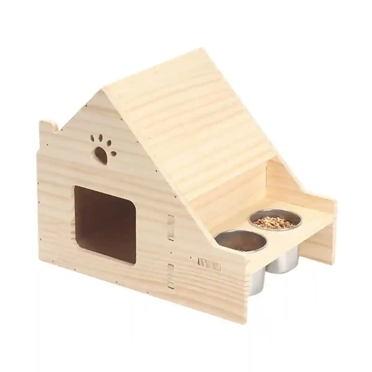 Multifunctional Wooden Bird House Villa with Feeder Natural Nesting Box