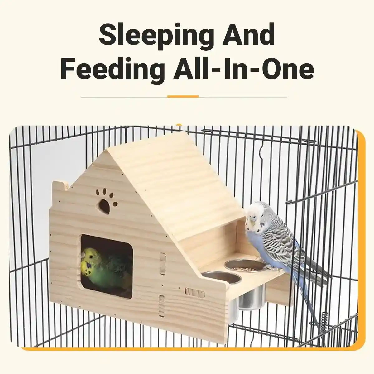 Multifunctional Wooden Bird House Villa with Feeder Natural Nesting Box