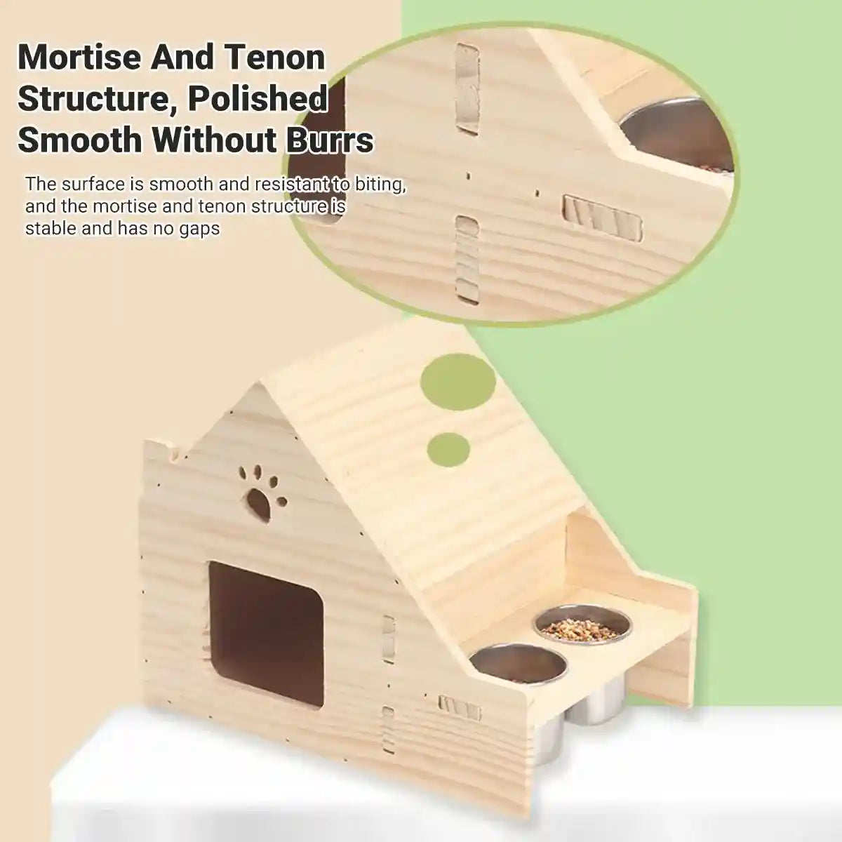 Multifunctional Wooden Bird House Villa with Feeder Natural Nesting Box