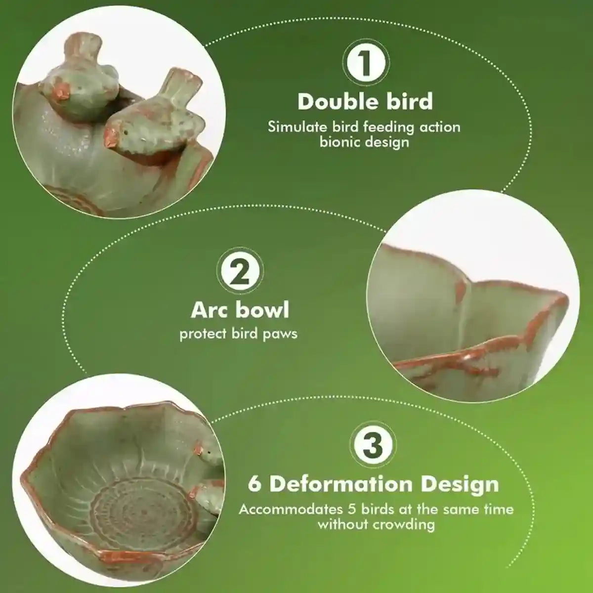 Ceramic Bird Bowl for Garden Bird Feeder & Bath Decorative Dish