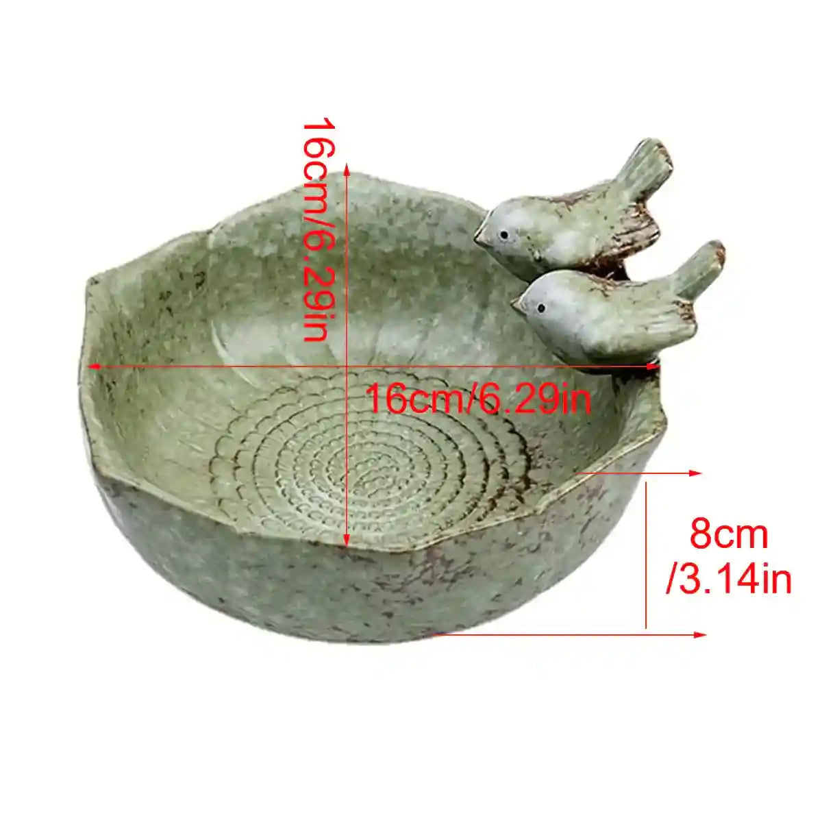 Ceramic Bird Bowl for Garden Bird Feeder & Bath Decorative Dish