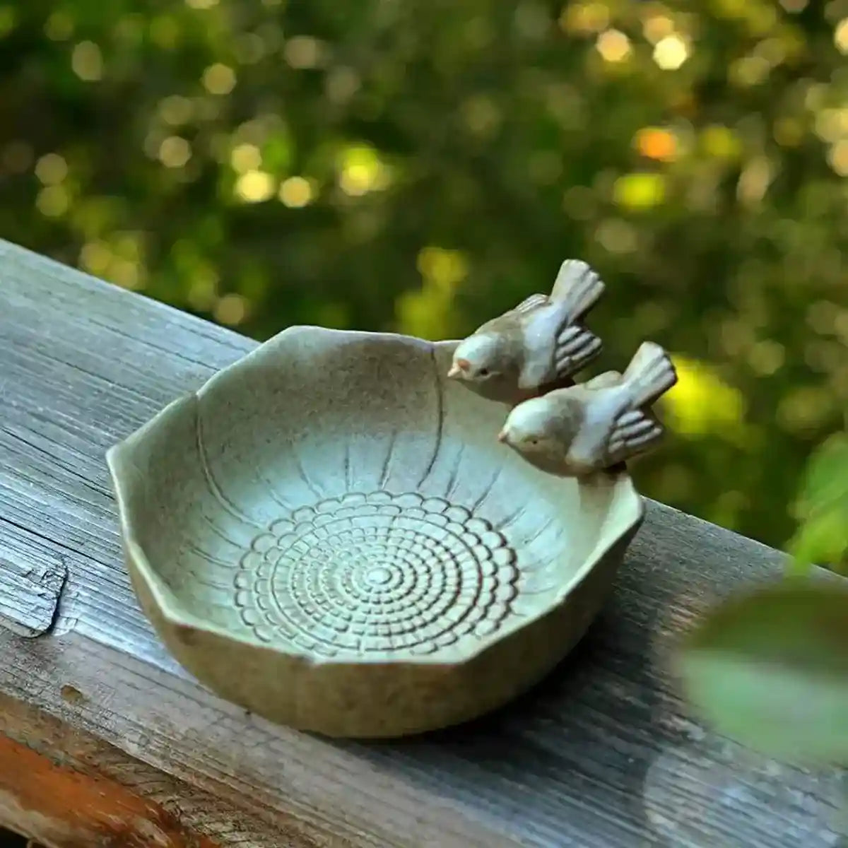 Ceramic Bird Bowl for Garden Bird Feeder & Bath Decorative Dish