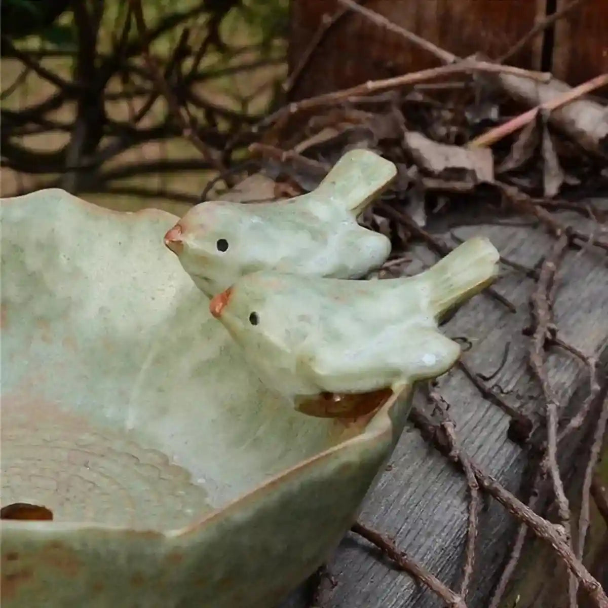 Ceramic Bird Bowl for Garden Bird Feeder & Bath Decorative Dish