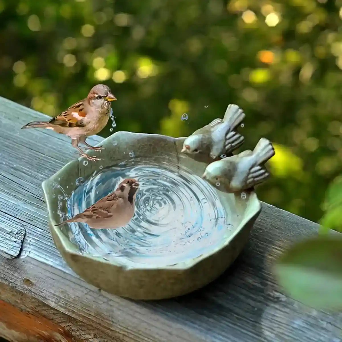 Ceramic Bird Bowl for Garden Bird Feeder & Bath Decorative Dish