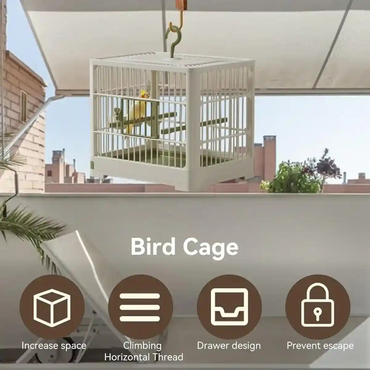 Portable Bird Cage with Tray & Hook Travel Cage for Small Birds