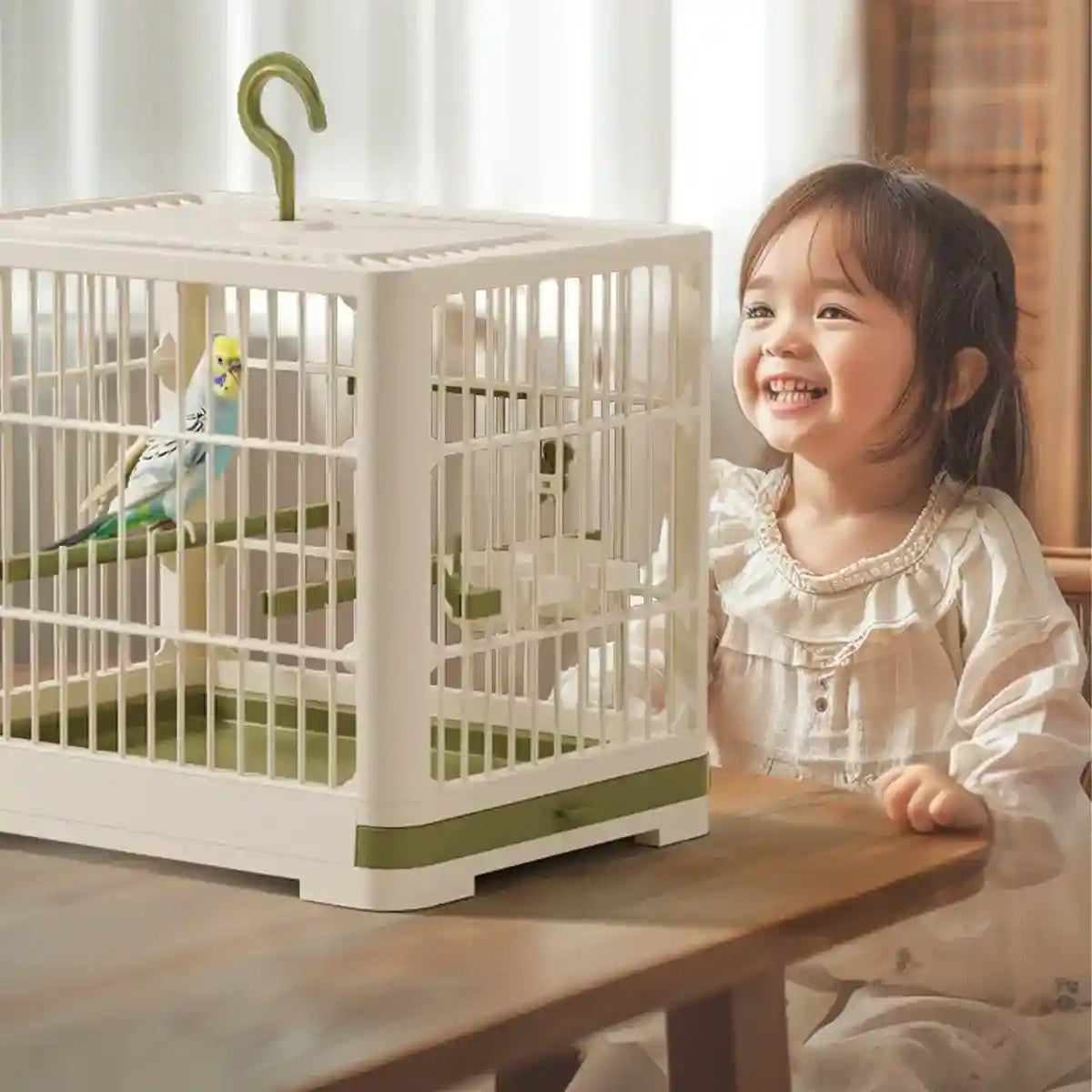 Portable Bird Cage with Tray & Hook Travel Cage for Small Birds