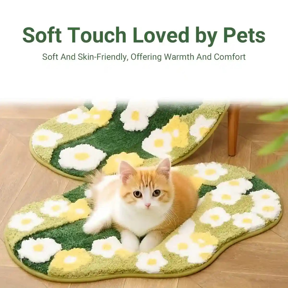 Soft Pet Floor Mat With Non-Slip Base And Flower Pattern