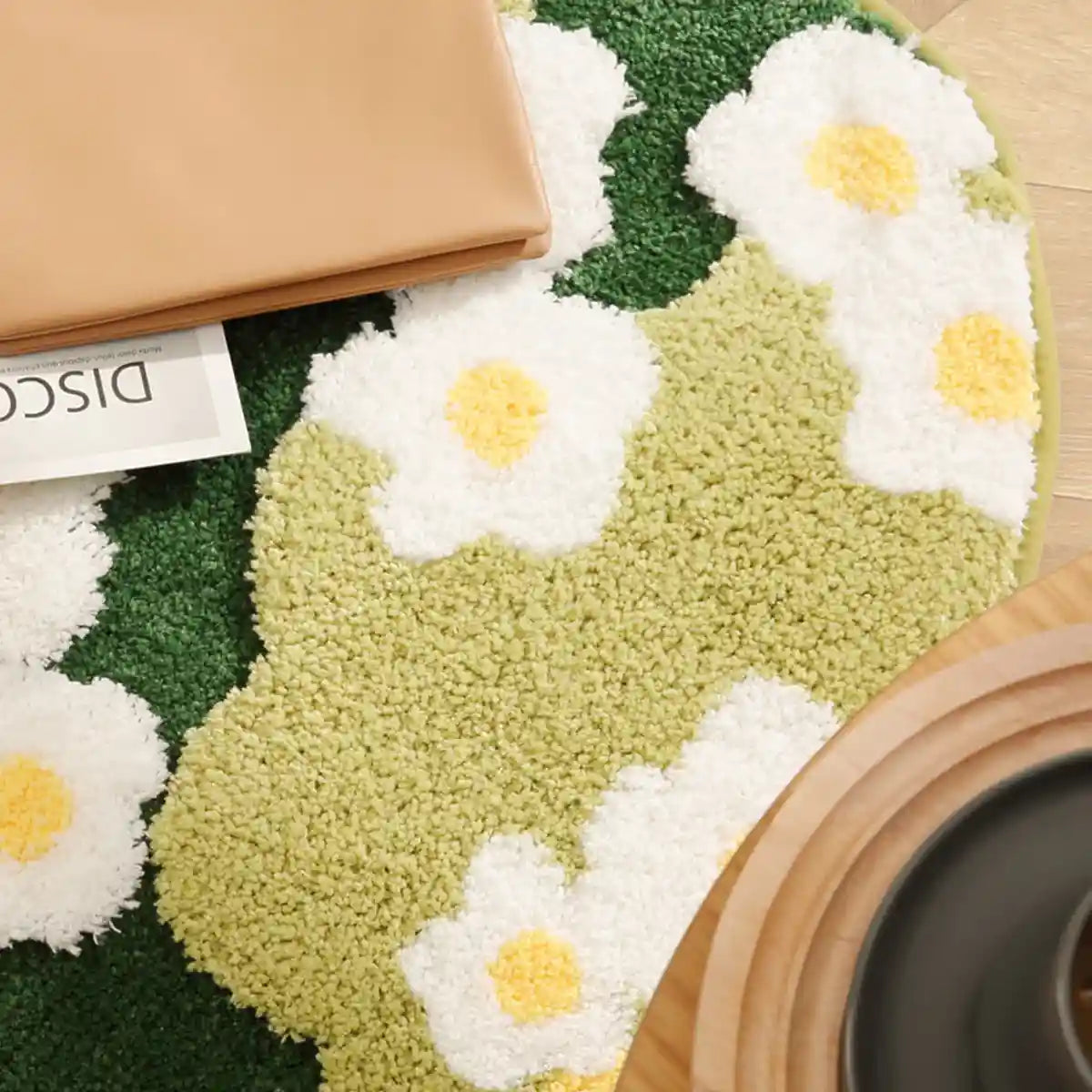 Soft Pet Floor Mat With Non-Slip Base And Flower Pattern