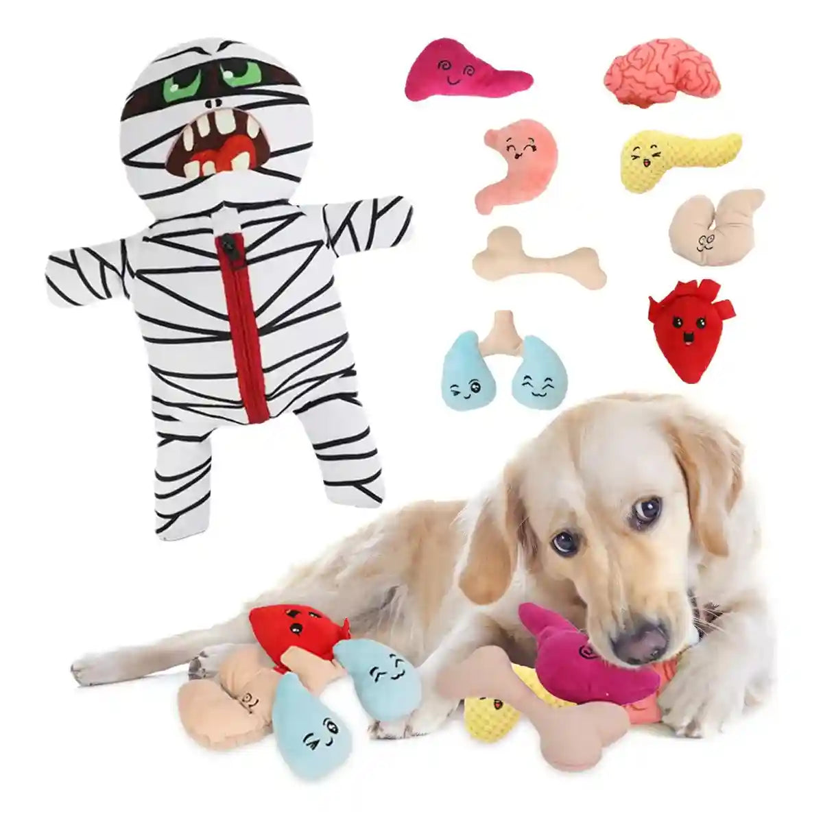 Mummy Plush Dog Toy Set 9-in-1 Interactive