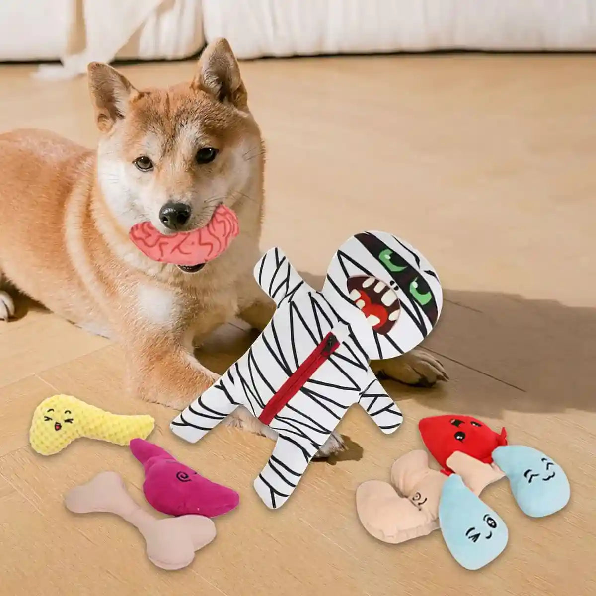 Mummy Plush Dog Toy Set 9-in-1 Interactive