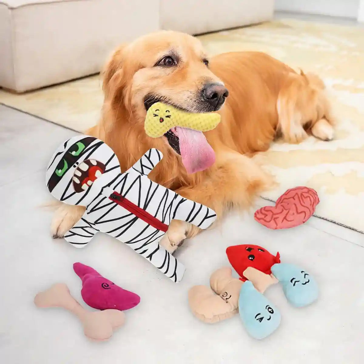 Mummy Plush Dog Toy Set 9-in-1 Interactive