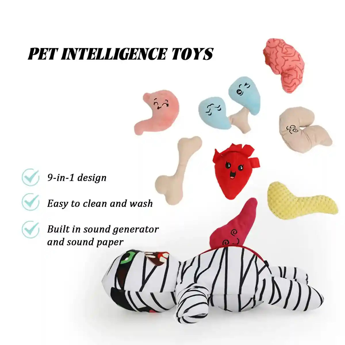 Mummy Plush Dog Toy Set 9-in-1 Interactive