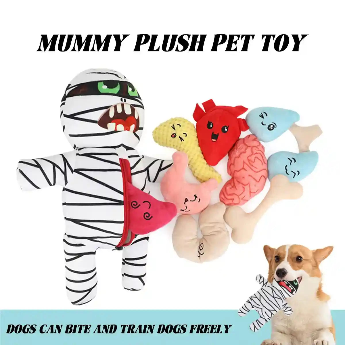 Mummy Plush Dog Toy Set 9-in-1 Interactive