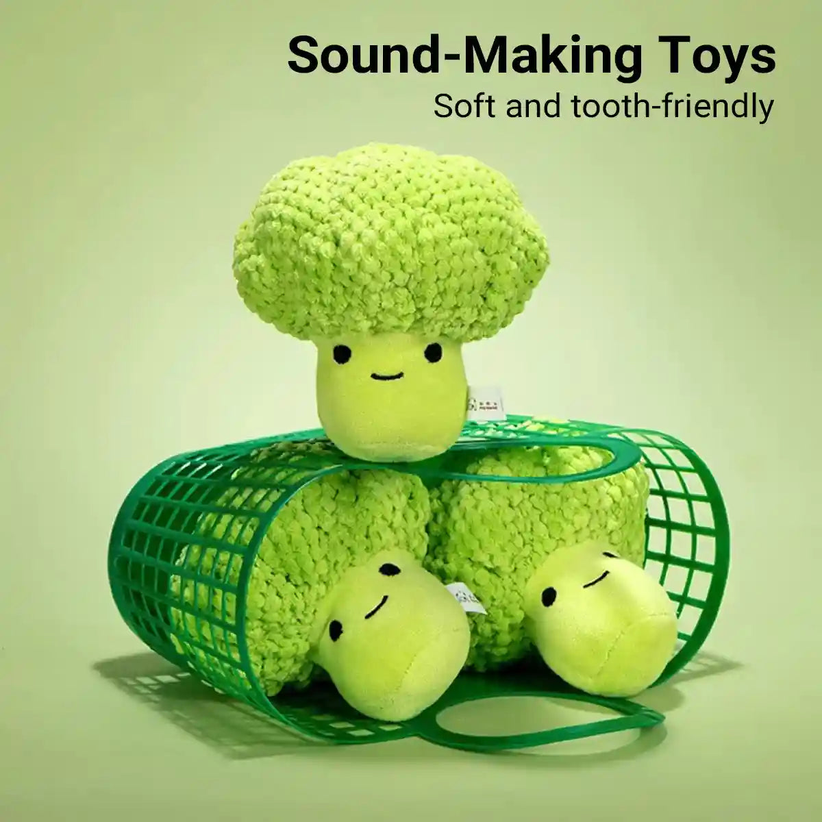 Broccoli Dog Plush Toy With Squeaker