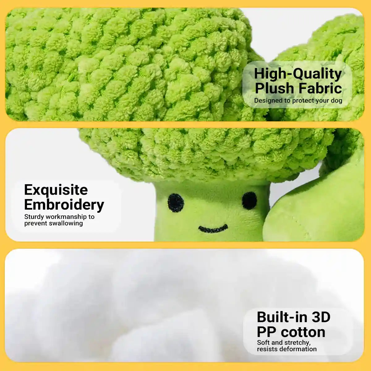Broccoli Dog Plush Toy With Squeaker