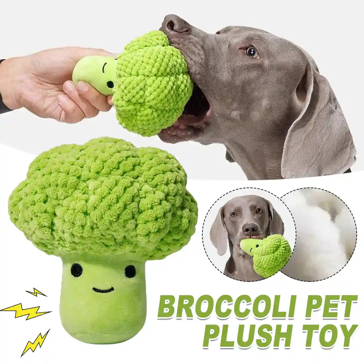 Broccoli Dog Plush Toy With Squeaker