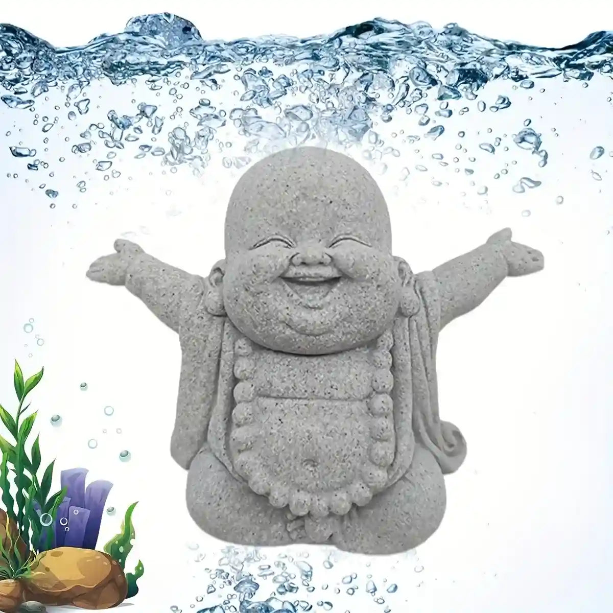 Mini Cement Buddha Figurine for Spiritual Aquarium Decoration