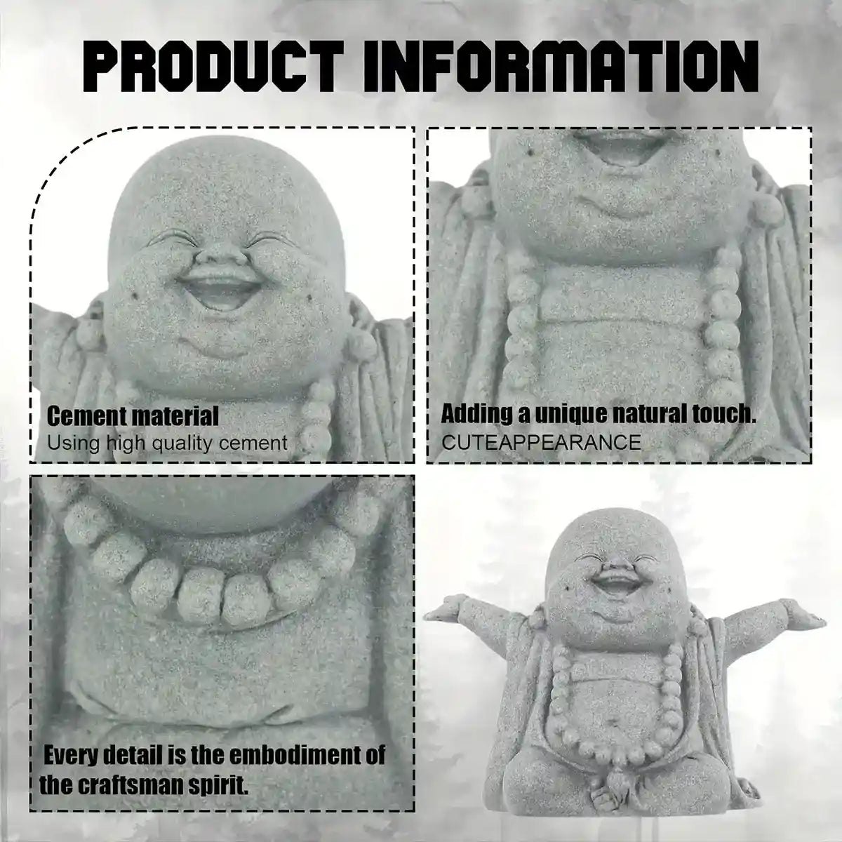 Mini Cement Buddha Figurine for Spiritual Aquarium Decoration