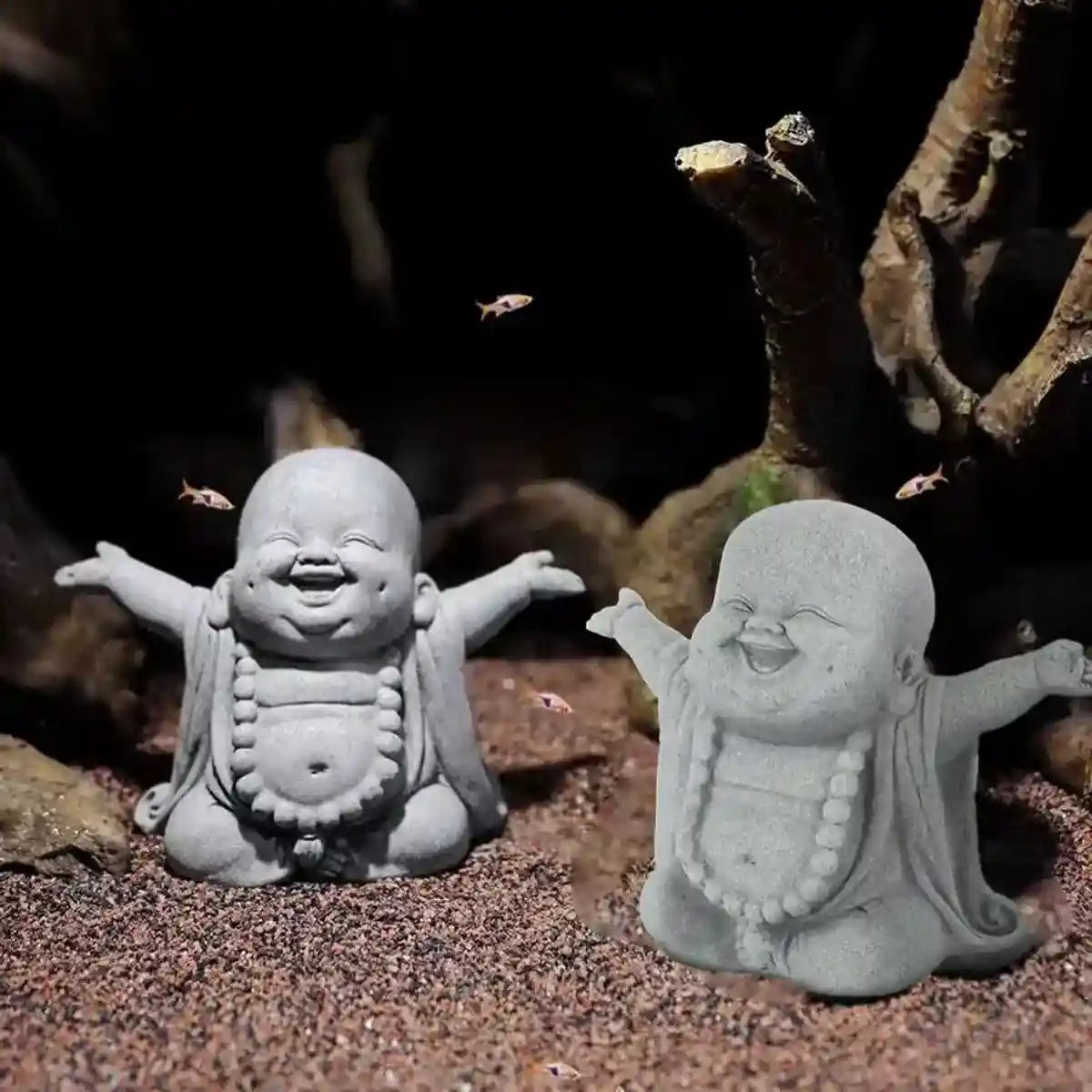 Mini Cement Buddha Figurine for Spiritual Aquarium Decoration