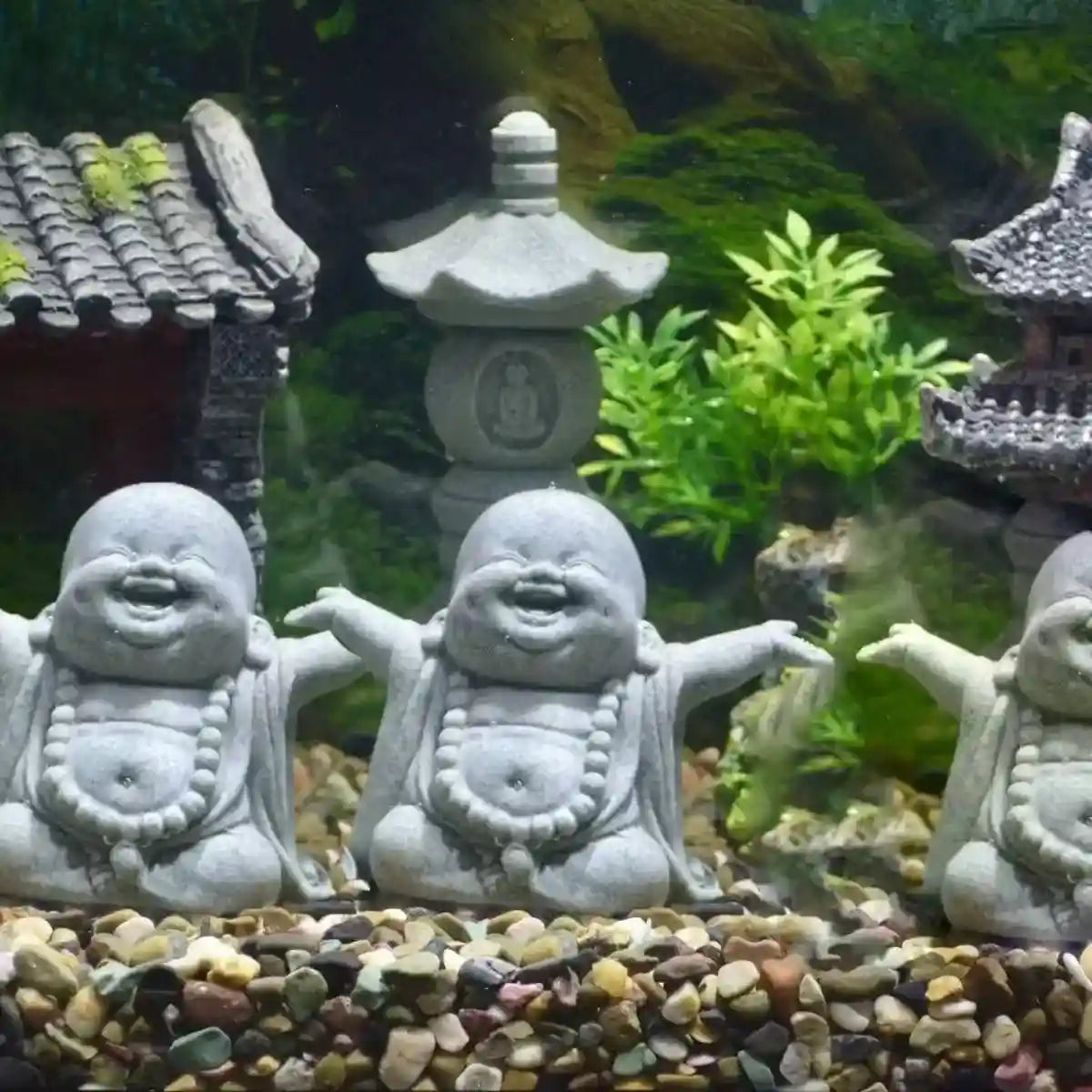 Mini Cement Buddha Figurine for Spiritual Aquarium Decoration