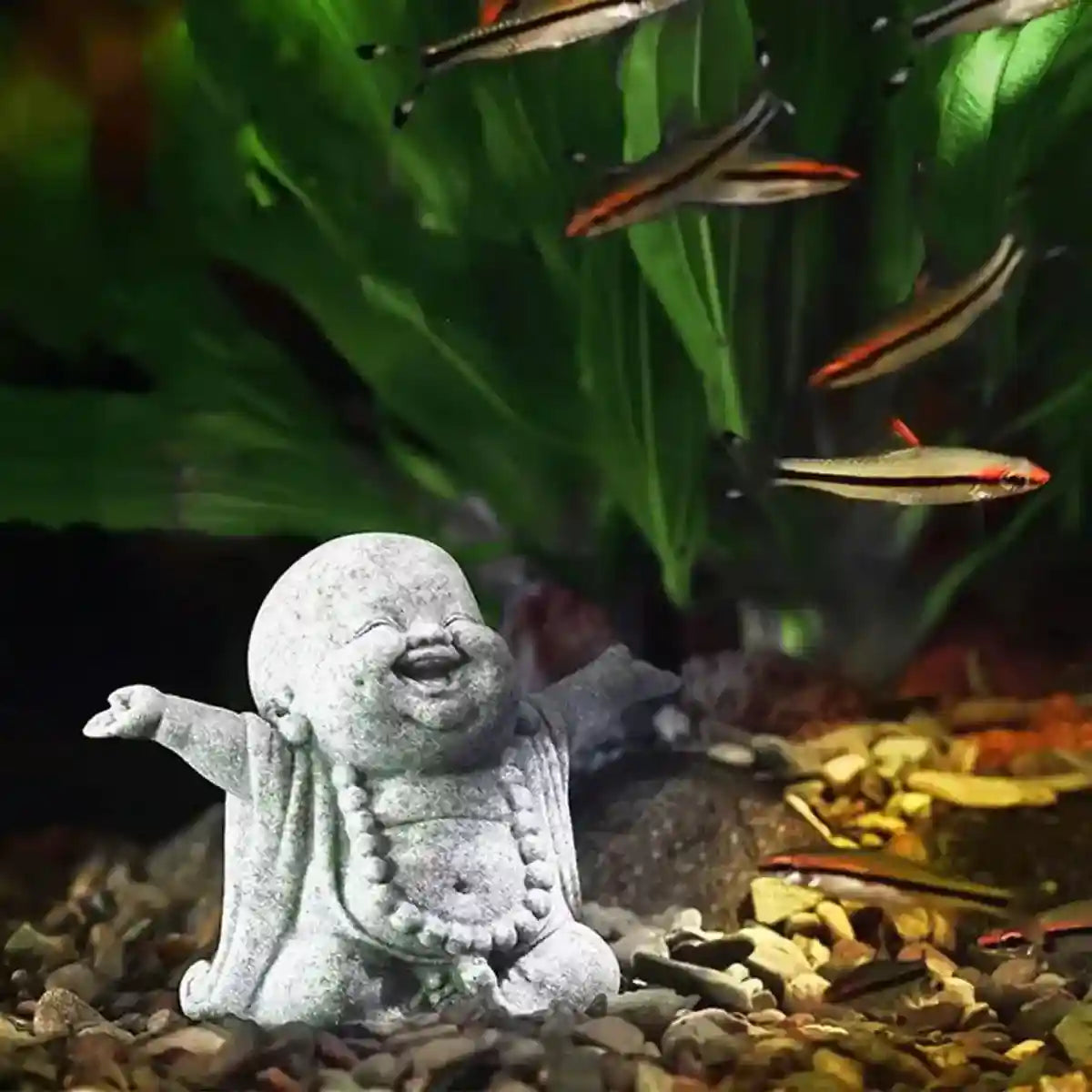 Mini Cement Buddha Figurine for Spiritual Aquarium Decoration