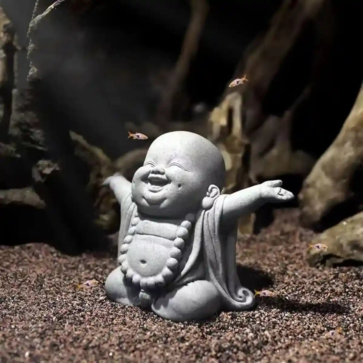 Mini Cement Buddha Figurine for Spiritual Aquarium Decoration