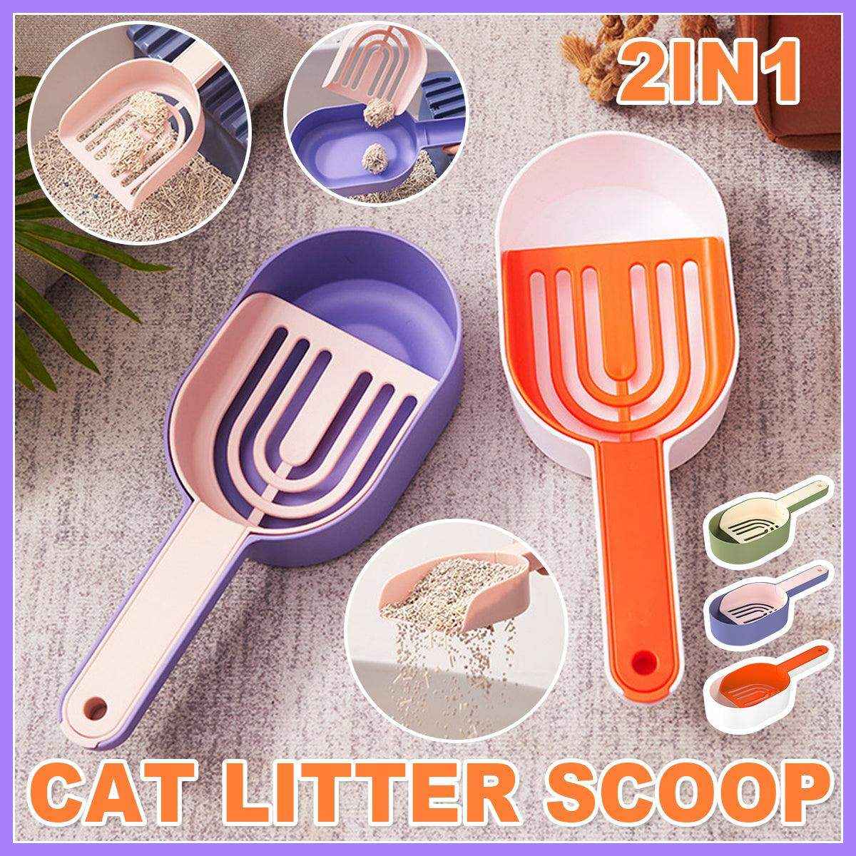 Detachable Cat Litter Scoop With Base Container For Easy Cleaning