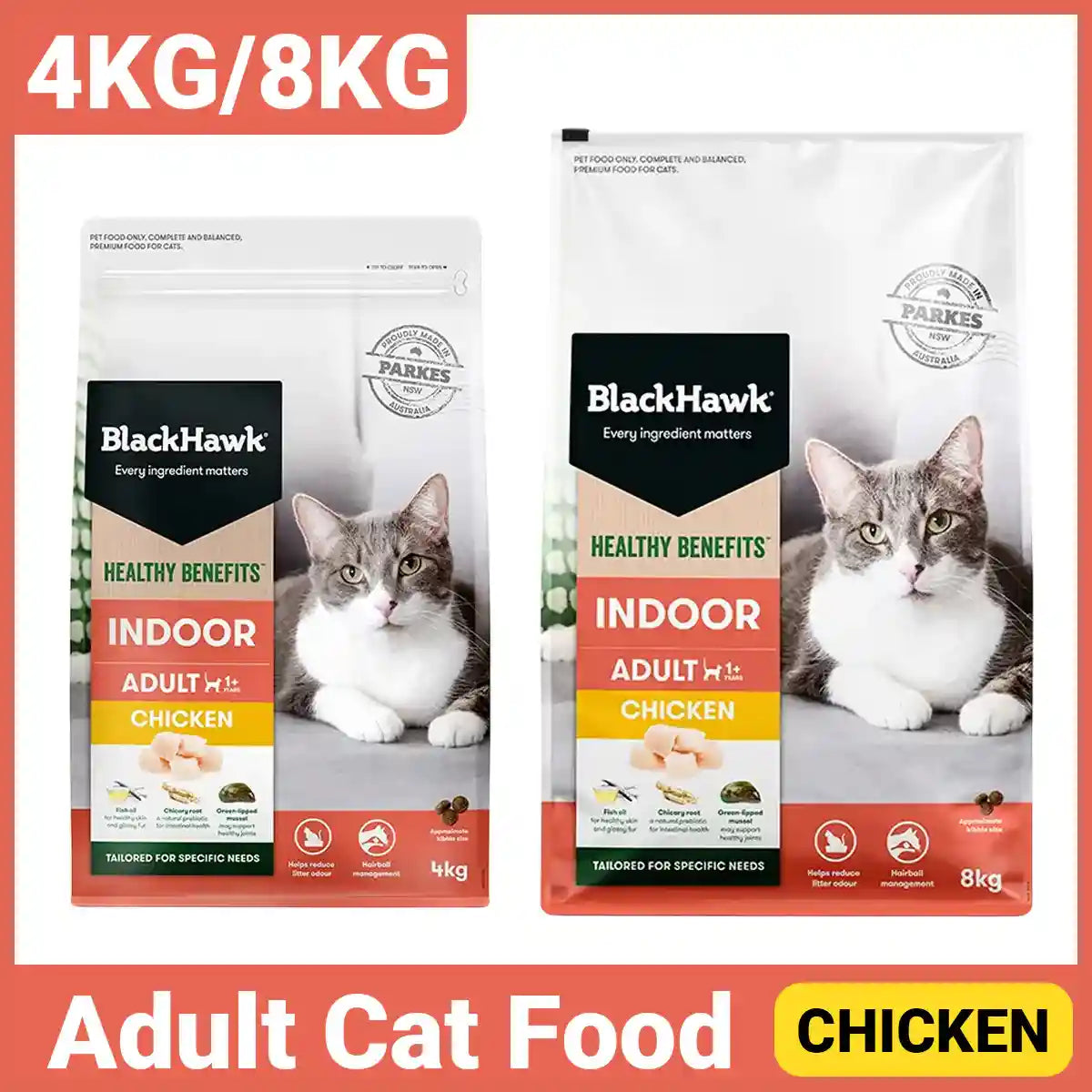 Black Hawk Healthy Benefits Dry Cat Food Adult Indoor Chicken 4kg/8kg