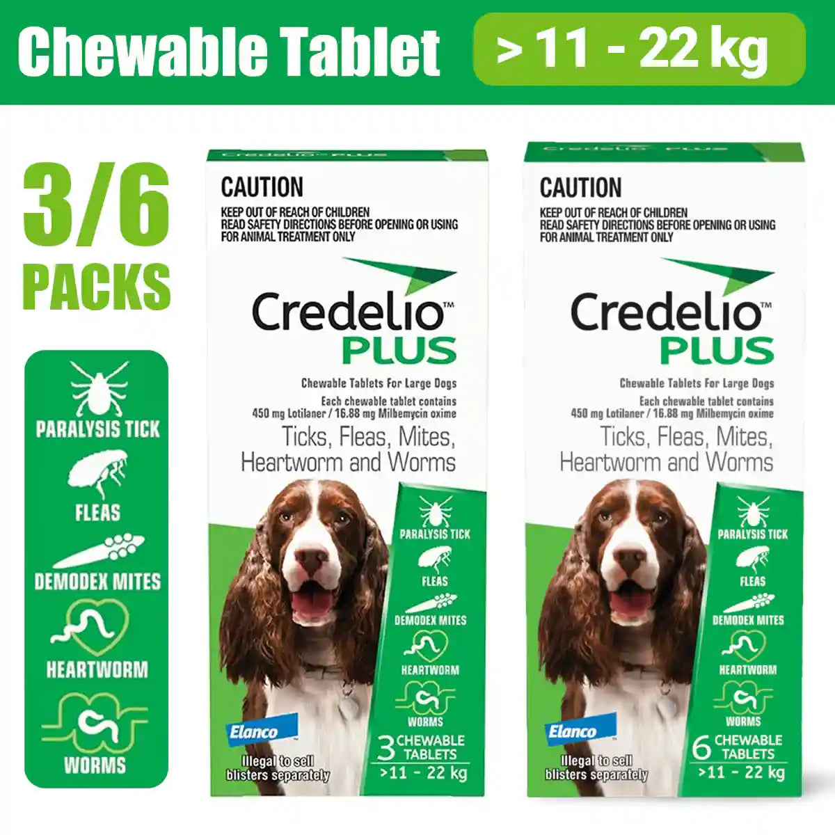 Credelio Plus Chewable Tablets For Large Dogs 11.1-22kg