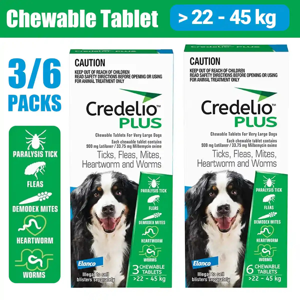 Credelio Plus Chewable Tablets For Extra Large Dogs 22.1-45kg