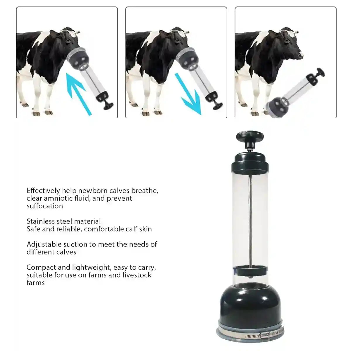 Emergency Calf Pump for Newborn Resuscitation Adjustable Suction Tool