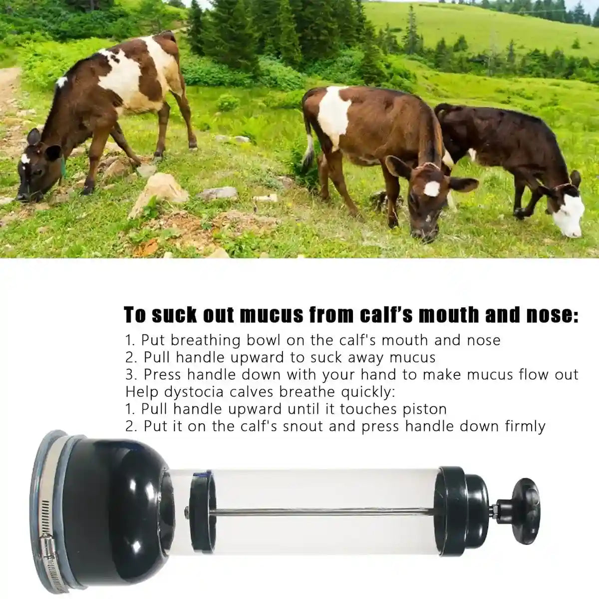 Emergency Calf Pump for Newborn Resuscitation Adjustable Suction Tool