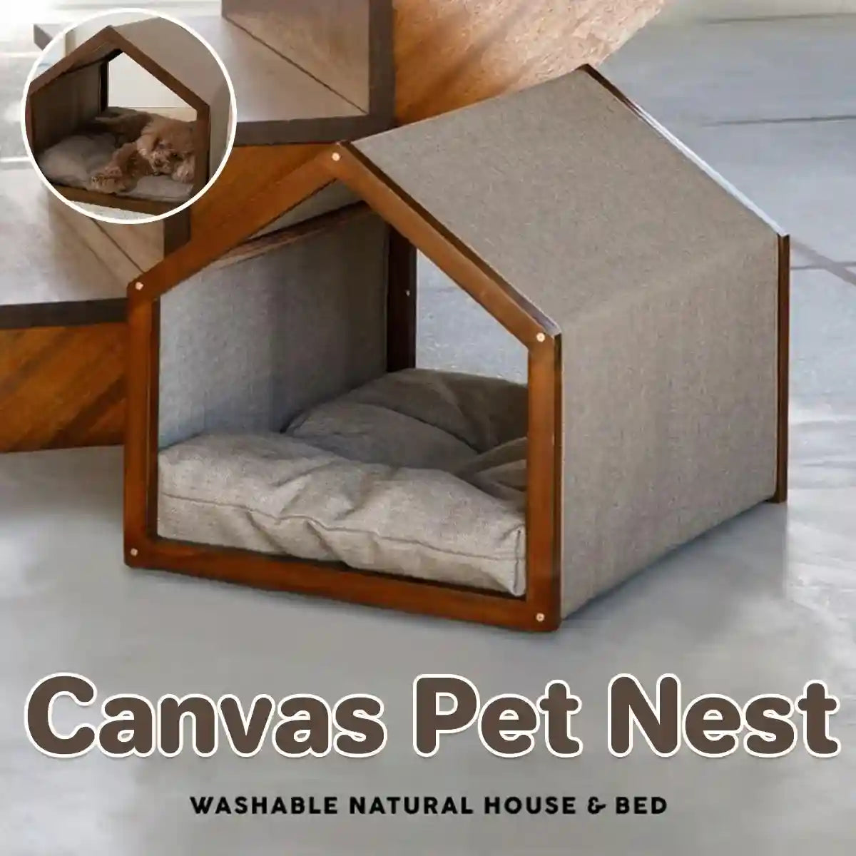 Modern Canvas Pet House for Small Dogs Washable Indoor Dog Bed