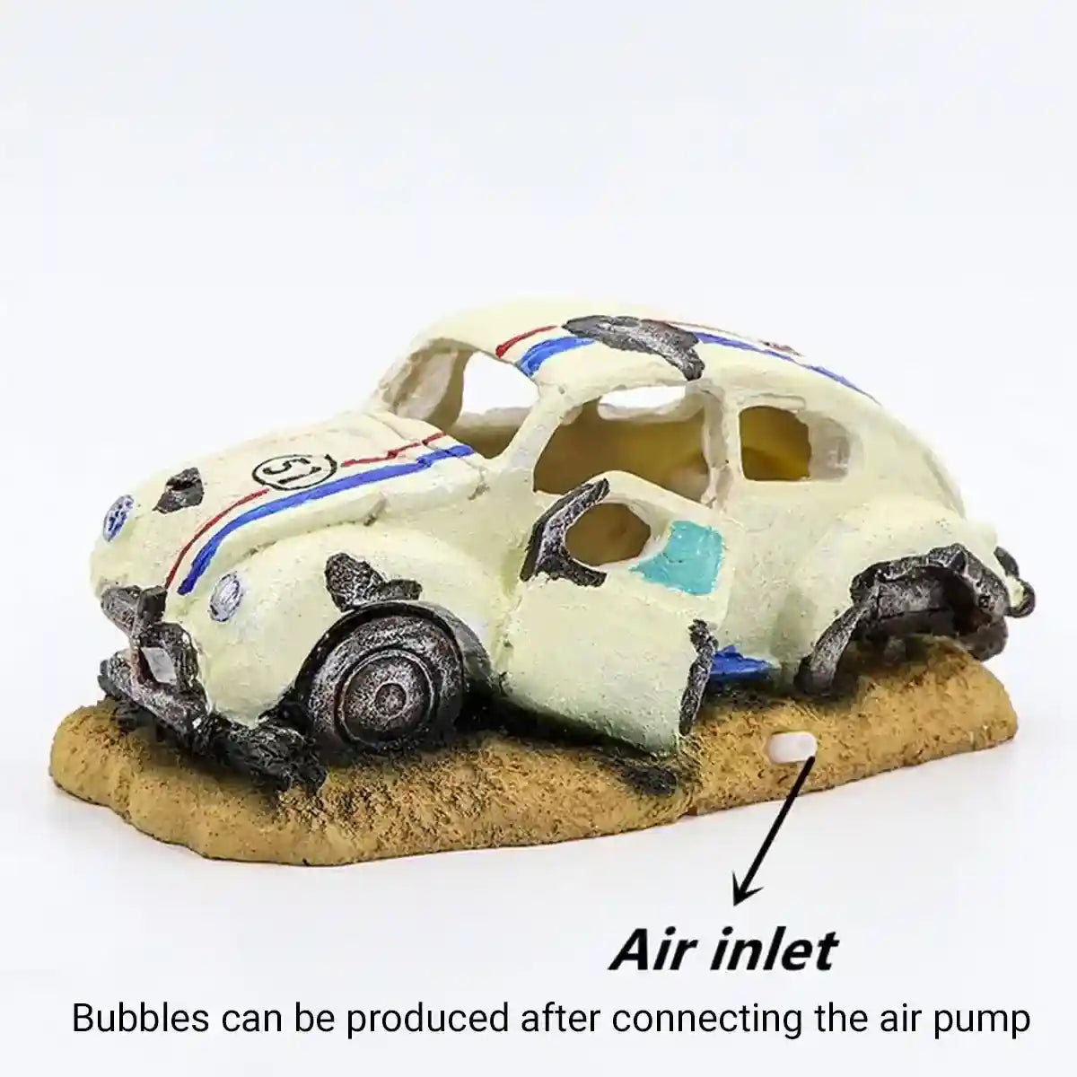 Resin Wrecked Car Aquarium Decoration with Air Bubbler Feature