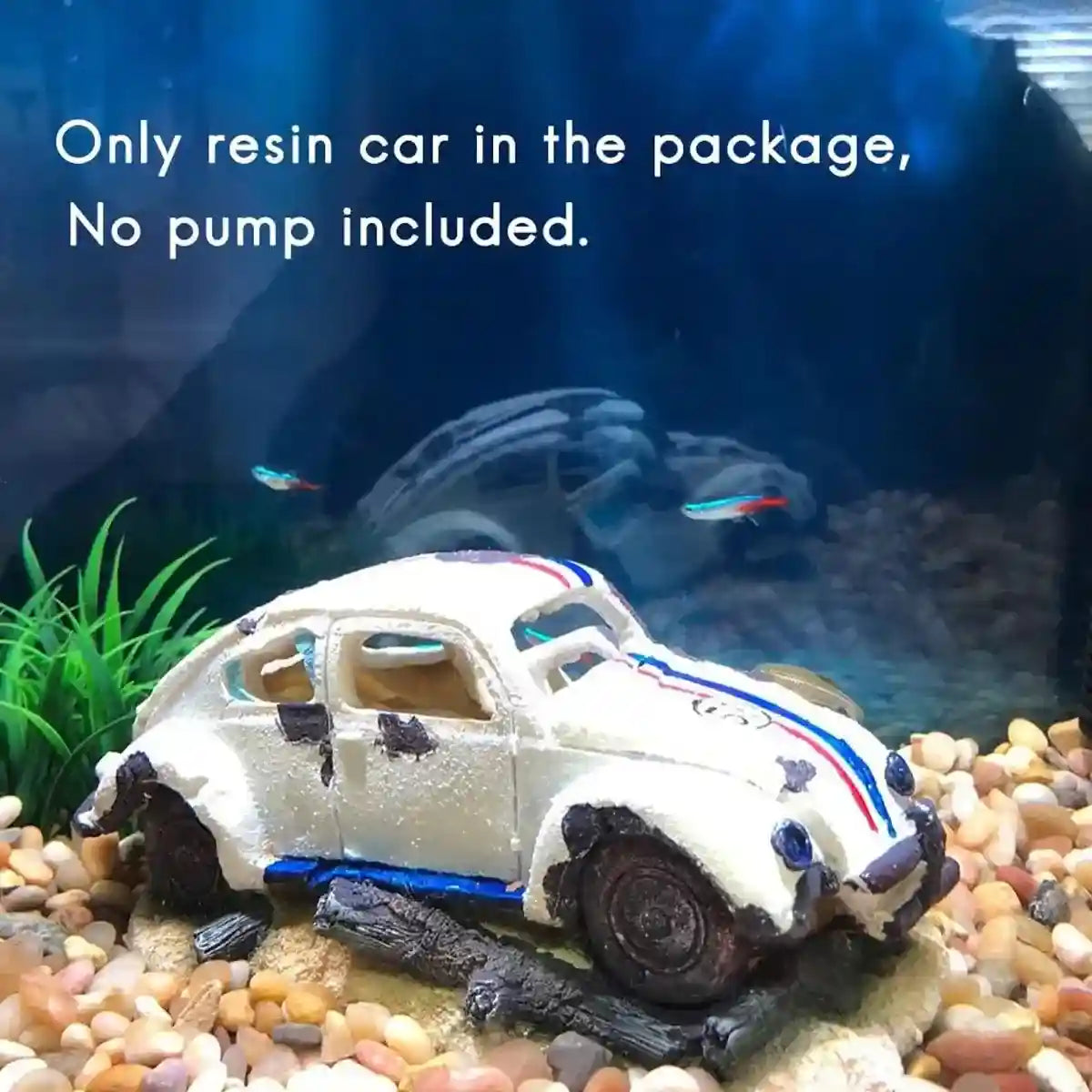 Resin Wrecked Car Aquarium Decoration with Air Bubbler Feature