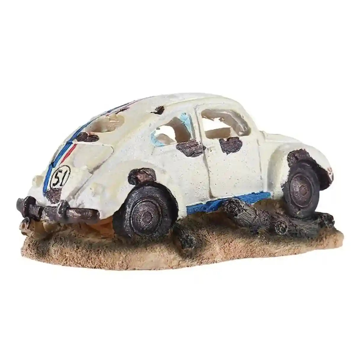 Resin Wrecked Car Aquarium Decoration with Air Bubbler Feature