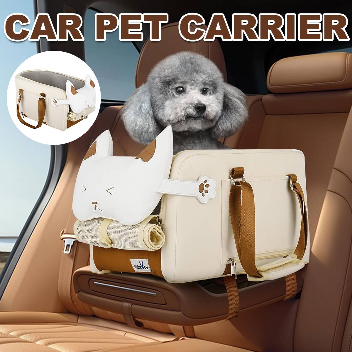 Wakytu Car Pet Carrier Portable Travel Booster Seat