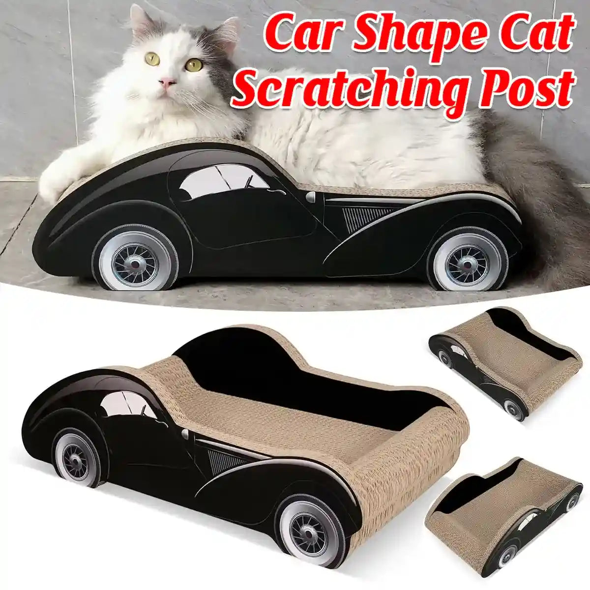 Luxury Car-Shaped Cat Scratcher Bed Cardboard Lounger