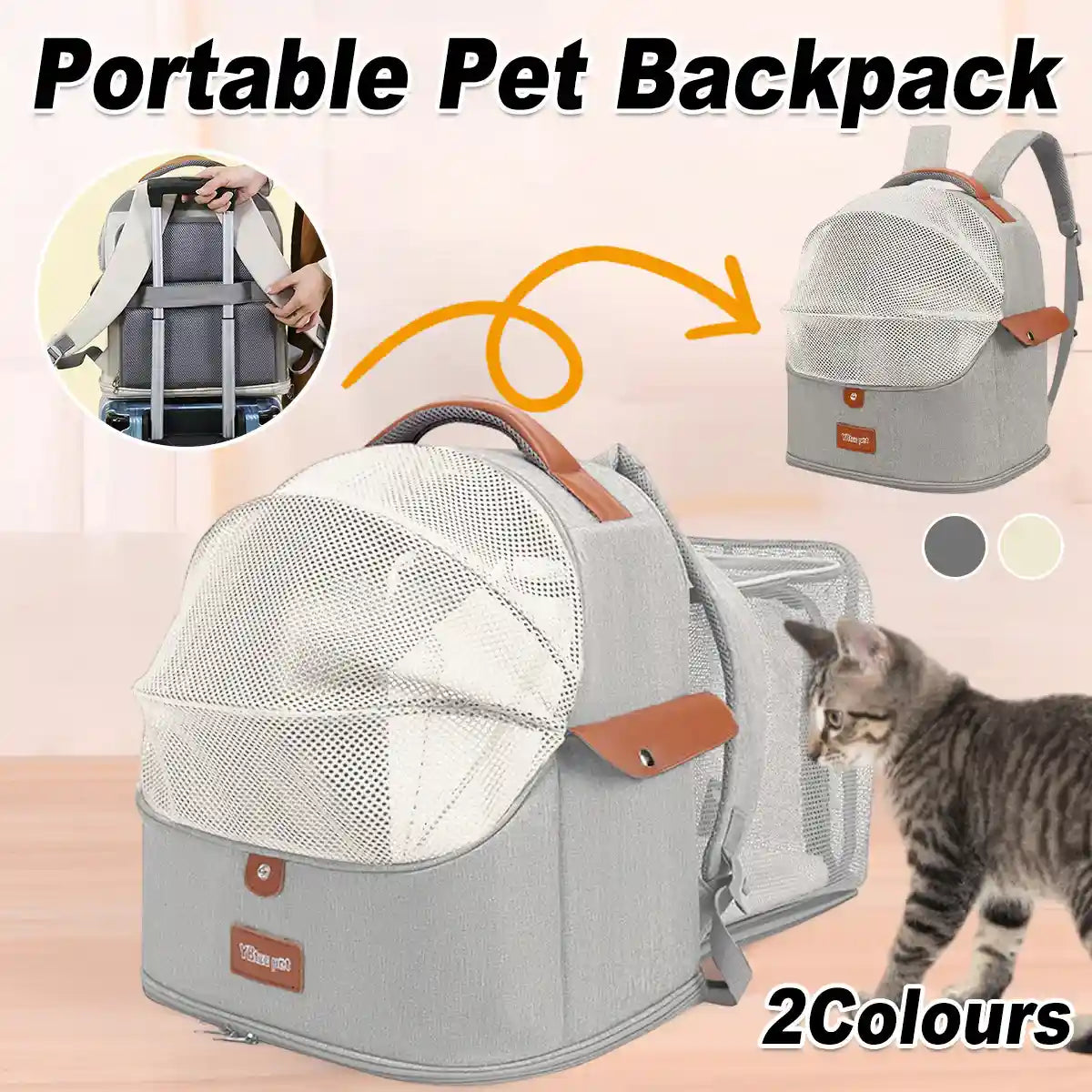 Breathable Pet Travel Backpack Carrier Portable & Expandable Design