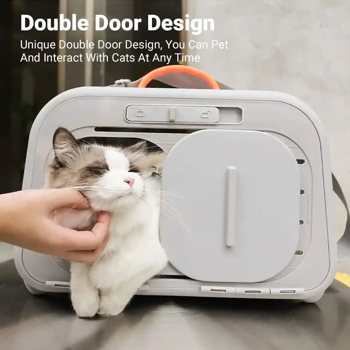 Portable Cat Carrier with Thermometer and Sherpa Pad
