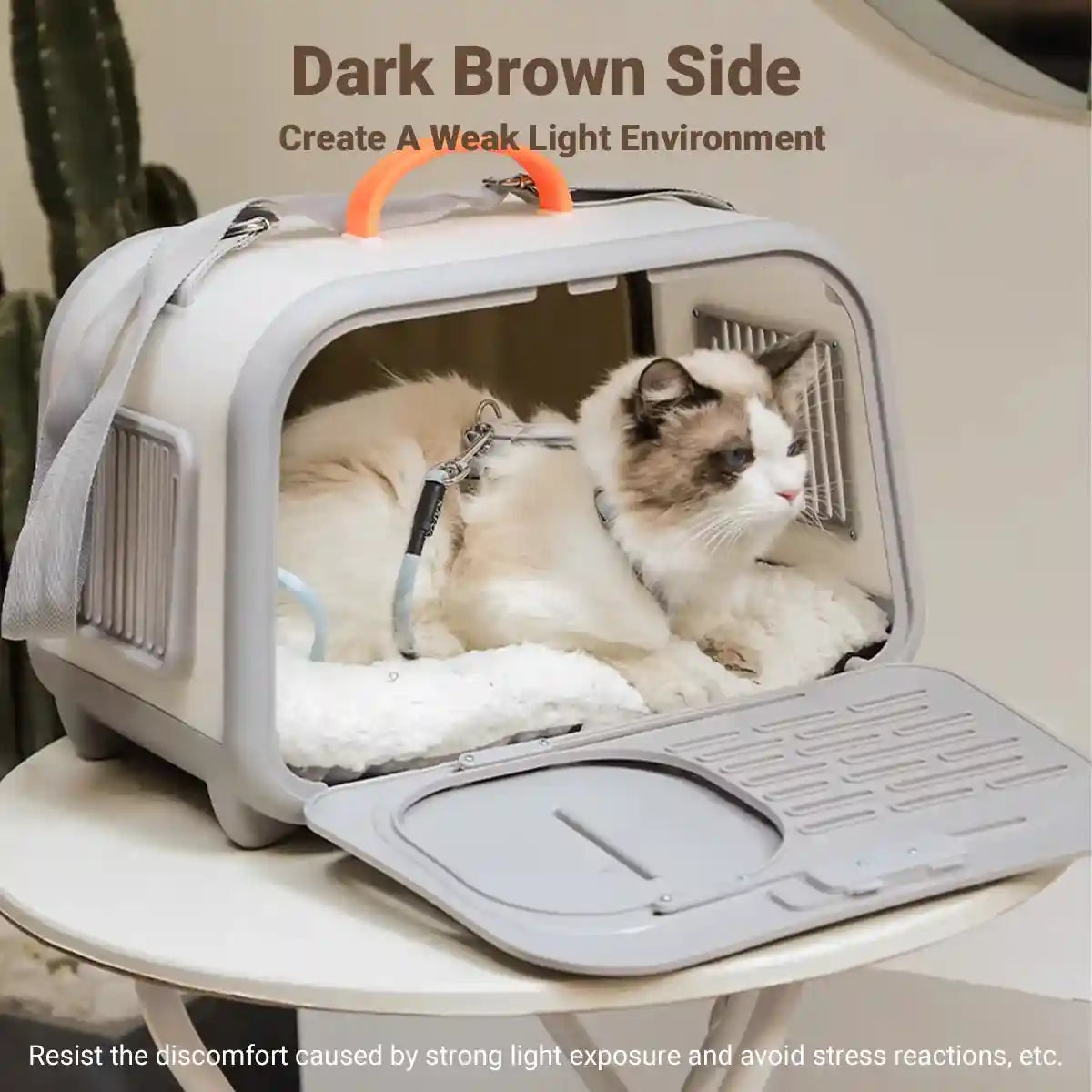 Portable Cat Carrier with Thermometer and Sherpa Pad