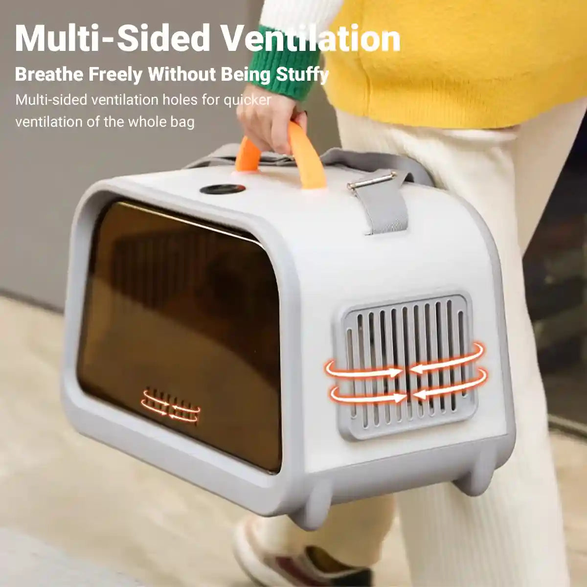 Portable Cat Carrier with Thermometer and Sherpa Pad