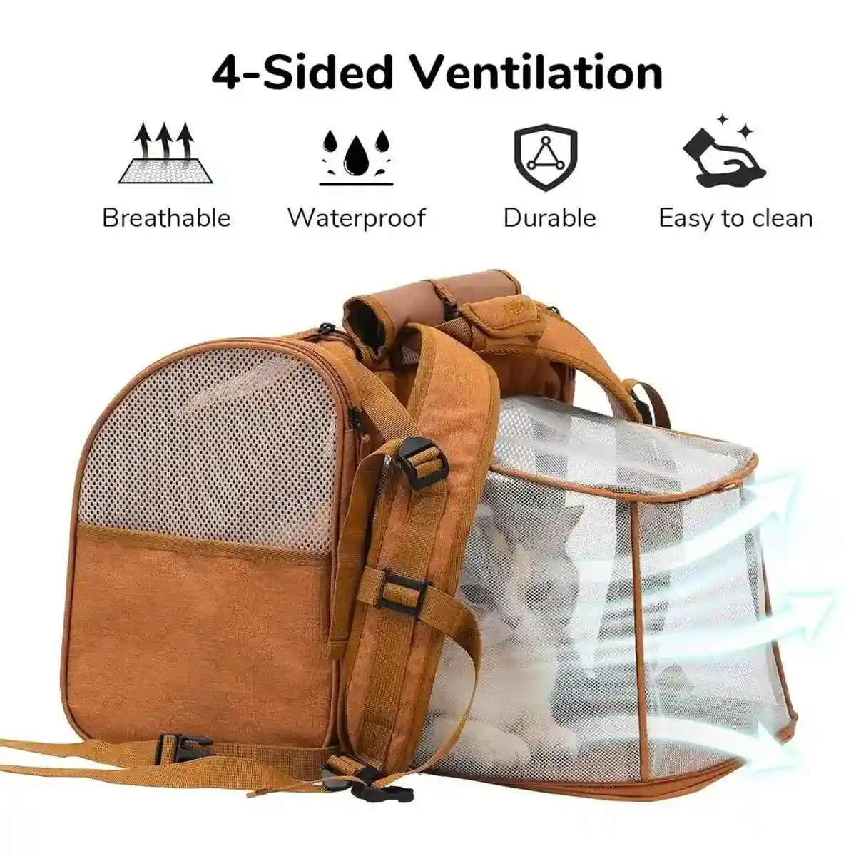 Expandable Pet Travel Backpack Carrier Breathable Cat Bag