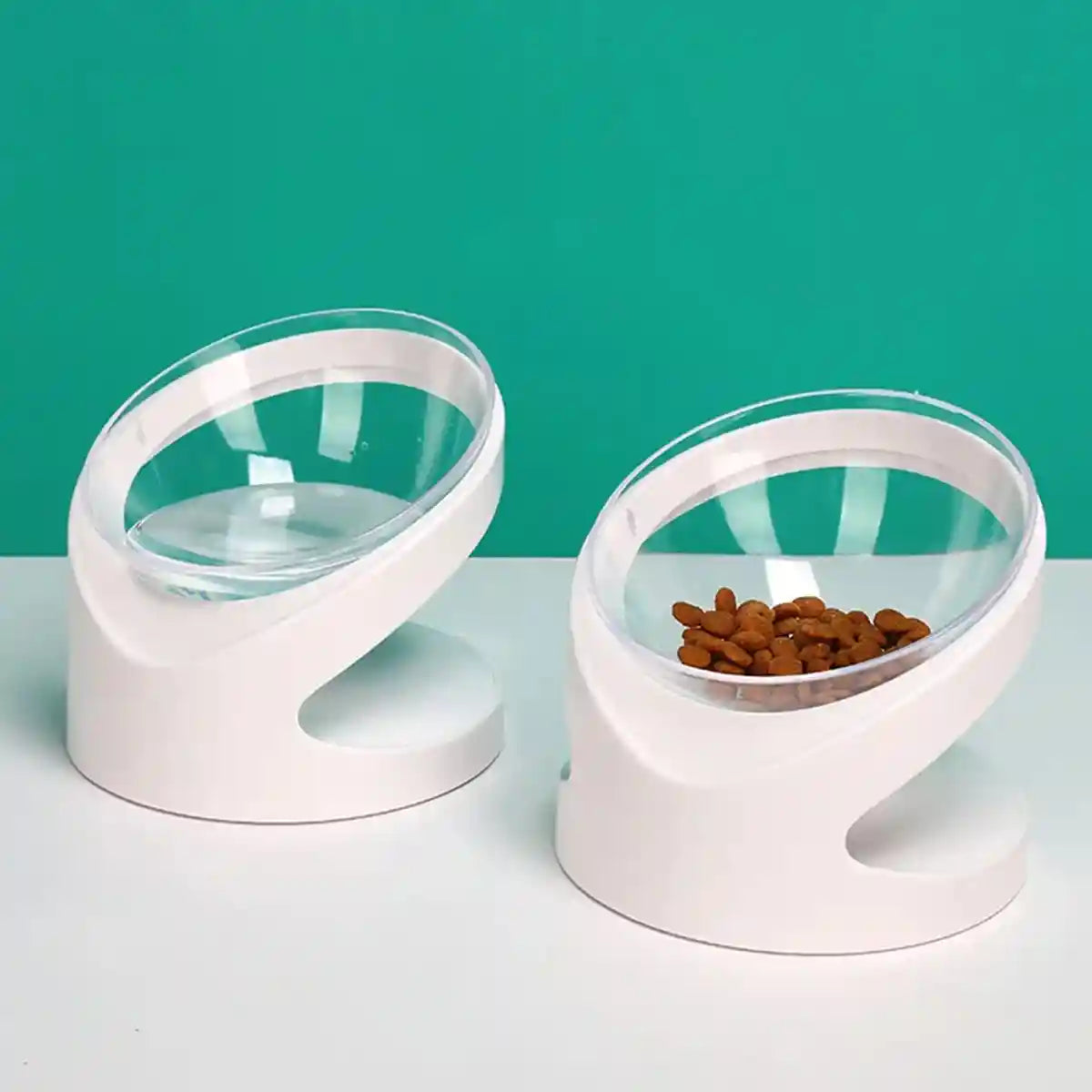15° Tilted Cat Bowl Elevated Anti-Slip Pet Feeder for Cats & Dogs