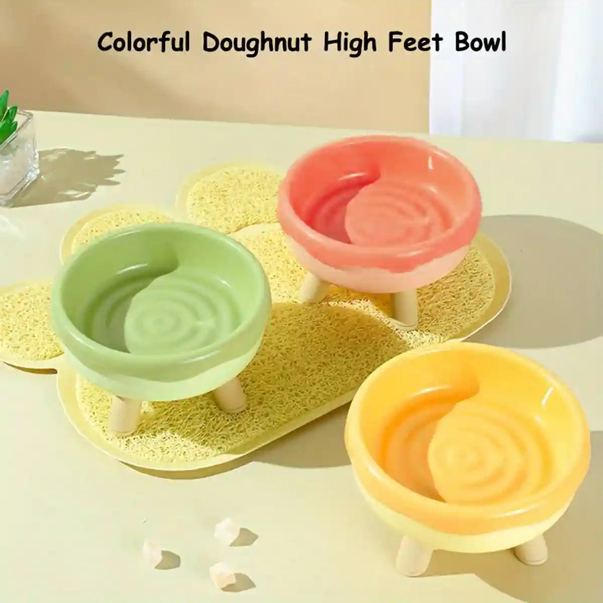 Cat Bowl Donut Cat Food Basin Anti-knock Drinking Bowl