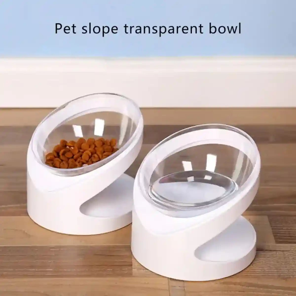 15° Tilted Cat Bowl Elevated Anti-Slip Pet Feeder for Cats & Dogs