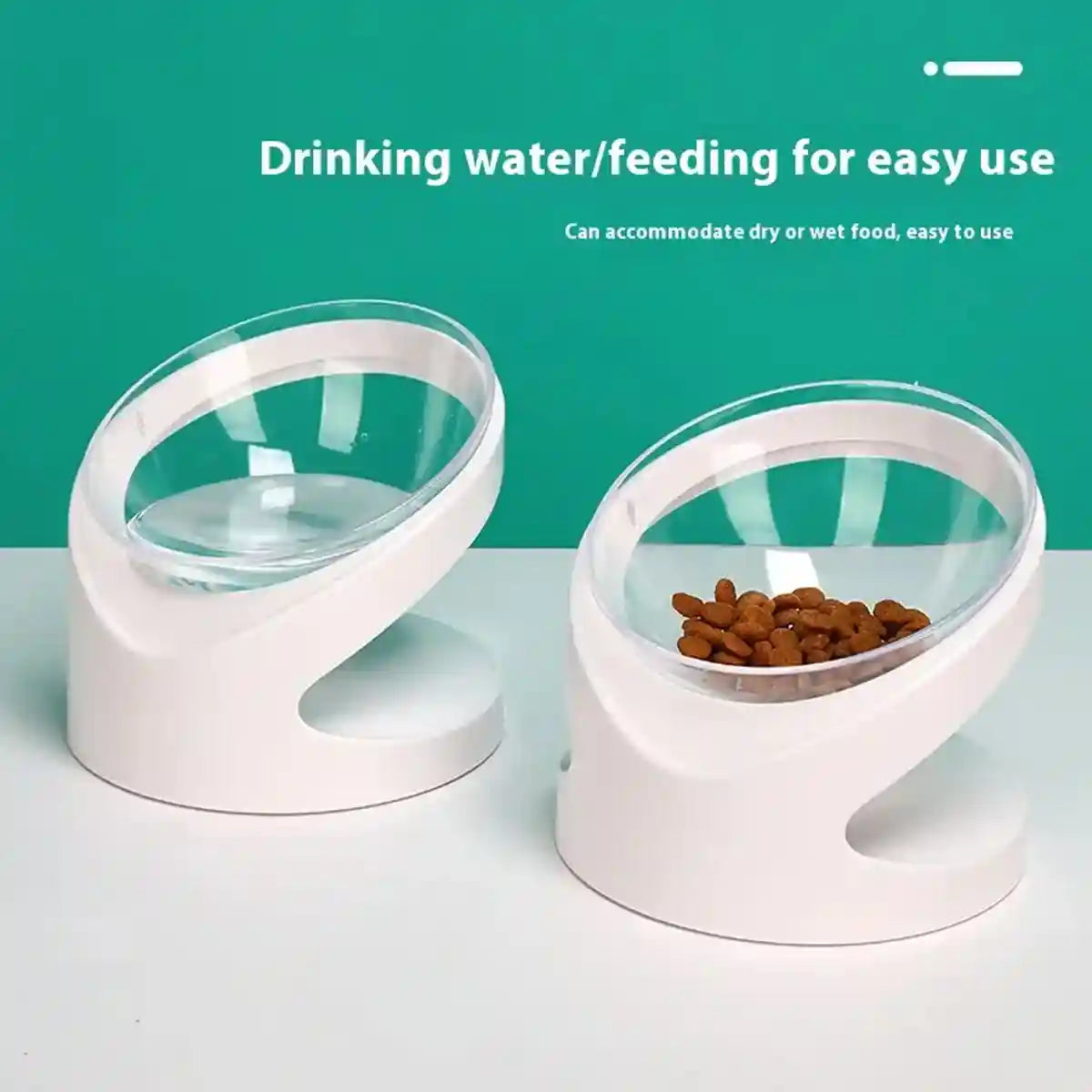 15° Tilted Cat Bowl Elevated Anti-Slip Pet Feeder for Cats & Dogs