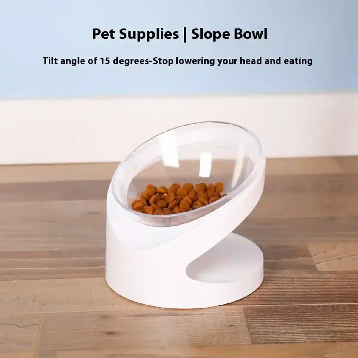 15° Tilted Cat Bowl Elevated Anti-Slip Pet Feeder for Cats & Dogs